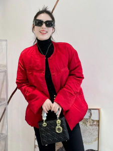 YUFUQING | New Chinese Style Red New Year Womens Cotton Jacket With Button Outerwear Winter High-End Feelings Elegant Long Sleeve Coat