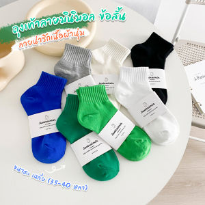 FinDee ถุงเท้า ข้อสั้น แฟชั่น วัสดุผ้าฝ้ายแท้ ระบายอากาศ สีพื้น cotton socks