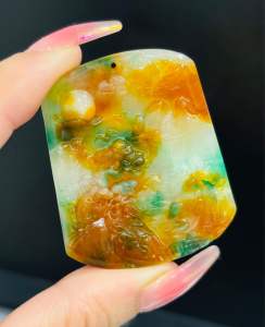Mặt dây chuyền ngọc bội Tâm Như Ý đá phú quý tài lộc Tâm an