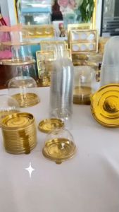 มาวินเซ็น ขายปลีก 50ชุด เค้กโดมกลมจิ๋ว กล่องเบเกอรี่ฐานทอง ไม่มีสายคาด กล่องเค้กส้ม