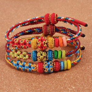 Handwoven Red Rope Bracelet Colorful Beads Lucky Charm Gift for Women Handmade Crafted Chinese Zodiac Year of the Snake