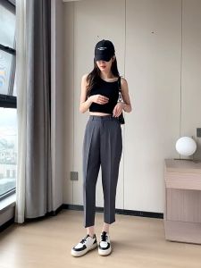 Women Office Straight Pants High Waist Casual Trousers