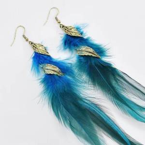 Long Tassel Feather Earrings Bohemian Ethnic Style Womens Fashion Jewelry Dangle Earrings Vintage Look Plume Accessory