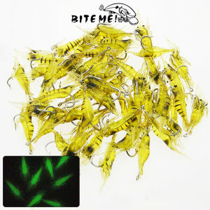 4cm Soft Fishing Luminous Shrimp Lure With Hook Rig Fishing Tackle For Freshwater Saltwater Swivel Beads Artificial Silicone Glow Fishing Bait