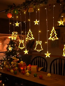 UEB Waterproof LED Curtain Lights IP54 for Christmas Party Home Decoration Twinkle Fairy String