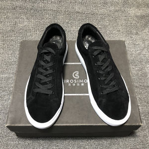 Common Sneakers Mens Low Ankle Korean Style All-Matching Trendy Men New British Style Leather Breathable Black Casual Shoes