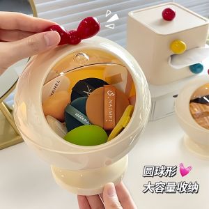 กล่องเก็บแป้งพัฟแบบเปิดฝา ความจุขนาดใหญ่ สำหรับเครื่องสำอาง ชั้นวางเครื่องสำอาง ป้องกันฝุ่น สำหรับเครื่องสำอาง กล่องเก็บเครื่องสำอาง