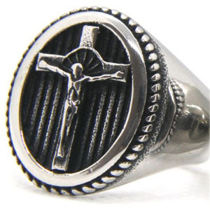 New Jesus Cross Solid Ring For Man 316L Stainless Steel Jewelry Polishing Punk God Ring Size 7-14