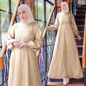 BAJU GAMIS JUMBO QUEENZA/ GAMIS BRUKAT TILE REMAJA DEWASA / FASHION MUSLIM PESTA KONDANGAN