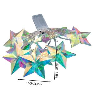 Iridescent 3D Prism Star LED String Lights Battery Powered Fairy Lights for Indoor Bedroom Wedding Window & Home Party Decor