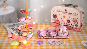42Pcs Kids Tea Set Little Girls Interactive Pretend Party Tea Set Toy Princess Tea Time Kids Kitchen Pretend Play
