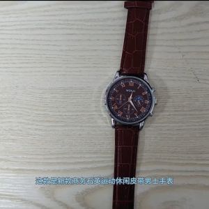 ผู้ชายสไตล์ใหม่ธุรกิจลมควอตซ์นาฬิกาข้อมือหนังสายนาฬิกาลำลองไม่มีกล่อง