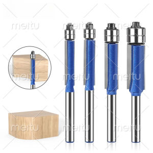 Flush Trim Router Bit Set 1/4 5/16 3/8 1/2 Inch Shank 6mm Diameter Two Bearings Wood Trimming Cutters for DIY Projects
