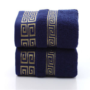 2Pcs Black Cotton Towels Set 34x74cm 70x140cm Embroidered Cotton Bath Towels High Absorbency Quick Drying Bathroom Towels Sets