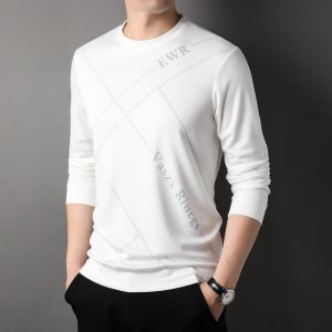 ROMON | Loose Fit Mens Hoodie Long Sleeve Round Neck Printed Casual T-Shirt Fashionable Urban Style Comfortable Breathable Autumn Wear
