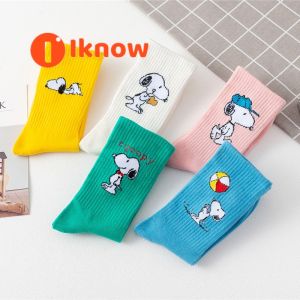 I know 5 Pairs Cute Snoopy Womens Japanese Style Sports Cotton Socks - Autumn/Winter Mid-High Calf Socks with College Style and Trendy Design
