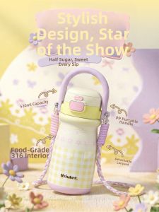 VRIUKNT | Cute Straw Thermal Flask for Girls Portable School Use