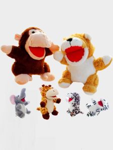 New Jungle Animal Lion Tiger Elephant Finger Puppet Plush Toys for Kindergarten Storytelling Dolls Boys And Girls Universal