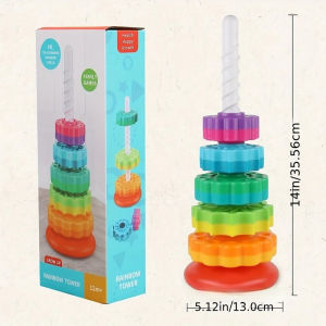 Montessori Rotating Rainbow Tower Baby Stacking Puzzle Toys Safety and Environmental Protection Colored Childrens Toys