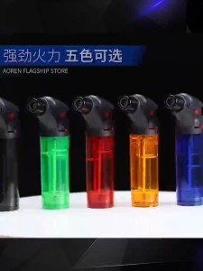 High-quality large windproof lighter small welding torch lighter inflatable separate chassis kitchen lighter black
