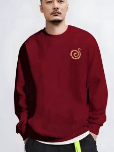 YHNP Luxury Trendy Red Fleece Lined Thickened Loose Horse Year Couple Hoodie Mens Autumn Winter New Style Printed Sweatshirt