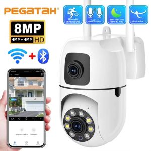 Camera IP An Ninh Ngoài Trời 8MP Hai Ống Kính WiFi Tự Động Theo Dõi Tầm Nhìn Ban Đêm HD Âm Thanh Hai Chiều Camera Dome Giám Sát Với Màn Hình Kép