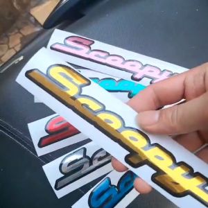 Stiker SCOOPY Matic: Chrome Premium & Emblem Panjang 18 cm