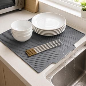 Polocat 37/43/51cm Silicone Drying Mat Non Slip Dish Drainer Pad Heat Resistant Foldable Kitchen Table Placemat