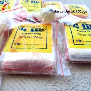 Kantong Plastik Klip Ziplock Bening CTIK PE Klip Besar Tebal Zip Lock Clip Seal Zipper 100pcs