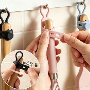 Silicone Adjustable Cable Tie with Hanging Ring Kitchen Tool Handle Binding Belt Reusable Cord Tie with Hook Suspensible Cord Organizer