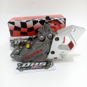 Kaliper Brcmbo Big pot 4 Piston Kanan + Breket Kaliper Depan  Buat Disc Cakram Standar Yamaha Nmax New / Nmax Old