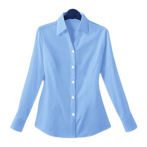 White V-neck Business Shirt Womens Long Sleeve Temperament Commute Formal Clothes Interview Plus Size Shirt Parka Iron-Free Work Clothes