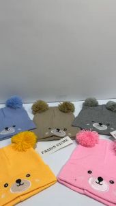 topi kupluk pompom bayi motif beruang topi bayi perempuan lucu topi anak laki laki baru lahir