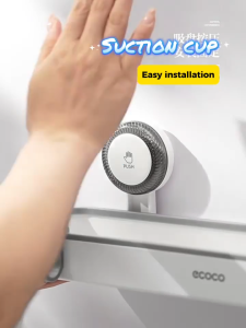 Ecoco Strong Suction Cup Bathroom Organizer Shelf with Hooks Heavy-Duty Easy Installation E25130