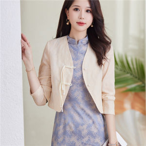 For Cheongsam Skirt Small Top Outer Wear Womens Short Spring and Summer New Chinese Style National Style Long Sleeves Thin Cape Outwear