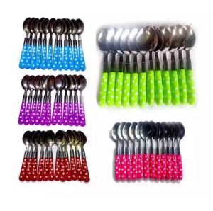 12 Pcs Sendok Makan Polkadot Stainless / Sendok Polkadot isi 6 Pcs / Sendok Makan Motif