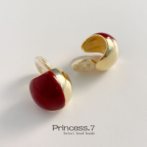 Elegant Color Block Mosquito Coil Tray High-End Fashion Clip-On Earrings for Women No Piercing Required Autumn Winter New Style