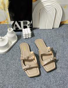 Sandal Selop Zara Gesper Rajut Tweet Samping 2 Garis Sandal Kekinian Terbaru Kode SM38