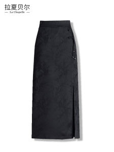 La Chapelle Slimming Cheongsam Skirt High Waist Mid-Length A-Line Cotton Blend Summer 2025 Womens Fashion Trend