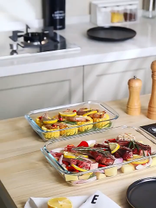 Rectangle Tempered Glass Oven Bakeware 1L/1.6L/2.2L/3L Non-stick Baking Pan Grilled Chicken Kitchen Baking Tool 烤盘