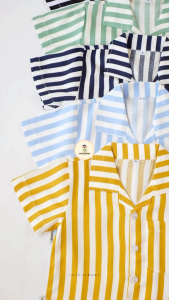 JOYFULBABY Kemeja Kerah Kantong Lengan Pendek Big List Anak Laki laki Perempuan