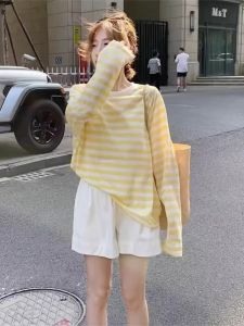 Color Block Striped Long Sleeve T-Shirt for Women
