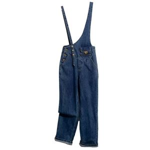 กระเป๋าคาดเอวสไตล์เดนิมทรงหลวมสำหรับผู้หญิง ฤดูใบไม้ผลิและฤดูใบไม้ร่วง กระเป๋าคาดเอวสไตล์ใหม่ กระดุมโลหะ กระโปรงทรงหลวมยาวถึงพื้น ฤดูร้อน