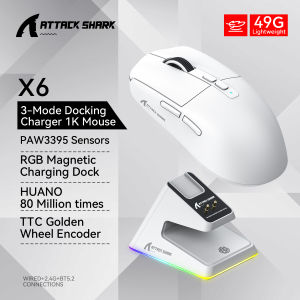 ATTACK SHARK | X6 ATTACK SHARK Bluetooth Gaming Mouse PAW3395 Sensor 26000DPI 80 Million Cycles Life and 1000 Hz for Wireless Mouse