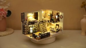 Mô hình đồ chơi thiết kế DIY Nhà búp bê thủ công tự làm lấy bằng gỗ phong cách kiến trúc Trung Quốc cổ đại Nhã Hinh Cư