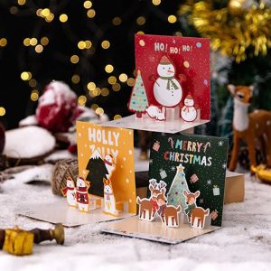 3D คริสต์มาสต์การ์ดป๊อปอัพการ์ดอวยพร สองจดหมาย สติ๊กเกอร์สำหรับการ์ดสำหรับวันเกิดปีใหม่