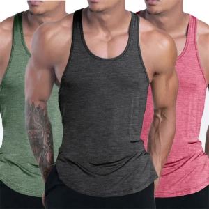 Mens Fitness Tank Top Summer GYM Training Undershirt Running Vest Basketball Quick-Dry Elastic Loose Sports Tank Top Men Tops
