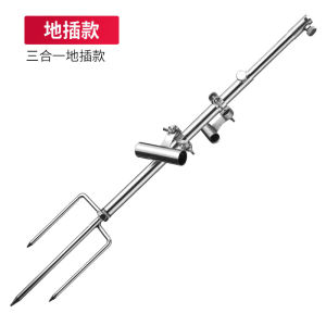 สแตนเลสสตีล Multi-function Fishing Rod Stand พร้อมแผ่นเหยื่อสาม-in-one ดีไซน์ Outdoor Camping อุปกรณ์ตกปลาอุปกรณ์เสริม