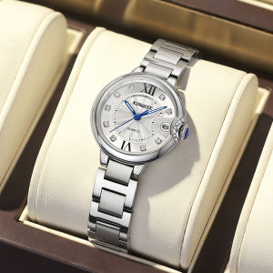 Luxury Fashionable Waterproof Diamond Embedded Quartz Womens Watch Blue Bubble Name Brand round Shape Stainless Steel Band