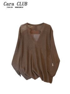 Cara CLUB Plus Size Hollow Out Sun Protection Shirt for Women Loose Fit Summer Casual Top with Slimming Design